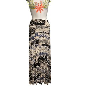 Navy Blue Maxi Skirt Stretchy Navy White Medium